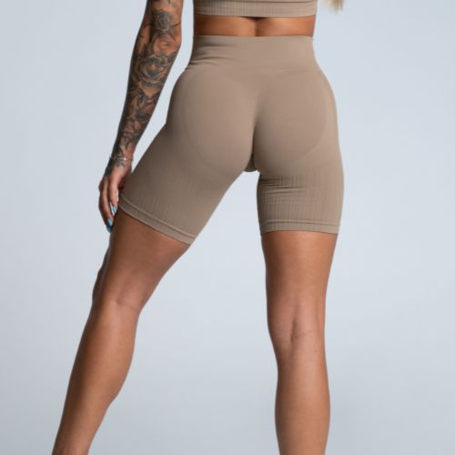 Дамски шорти за тренировка Gym Glamour Bikers push up beige 316