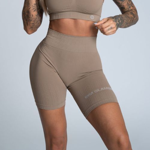 Дамски шорти за тренировка Gym Glamour Bikers push up beige 316