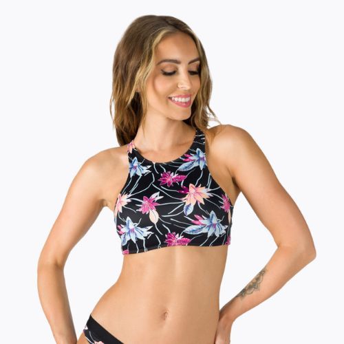 Горна част на бански костюм ROXY Active Crop Top 2021 anthracite/floral flow