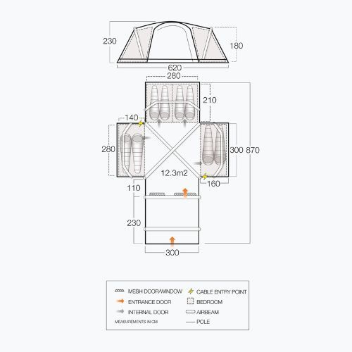Vango Diablo II Air 850XL blue TEQDIABAIS0DTIR Палатка за къмпинг за 8 души