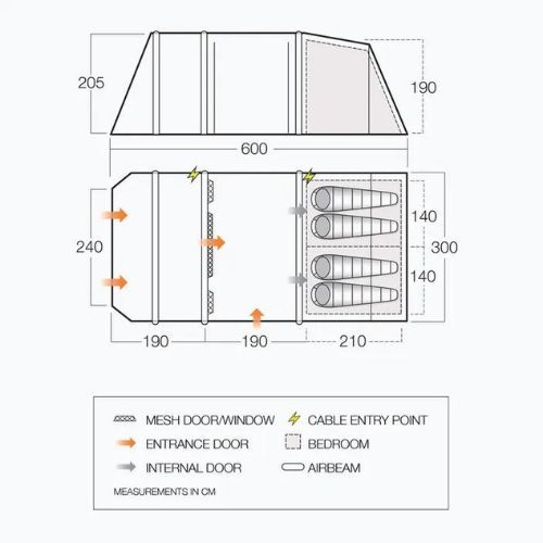 Vango Stargrove II Air 450 палатка за къмпинг за 4 човека зелена TEQSTARAIH09176