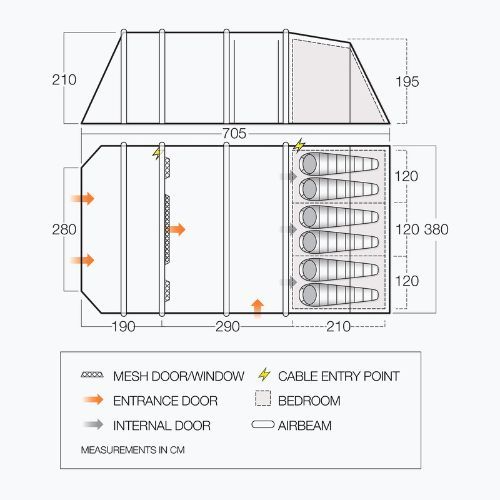 Vango Longleat II Air 800XL green TEQLONGAIH09TAS Палатка за къмпинг за 8 души