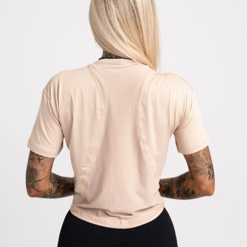 Дамска тренировъчна тениска Gym Glamour Sport Beige 427