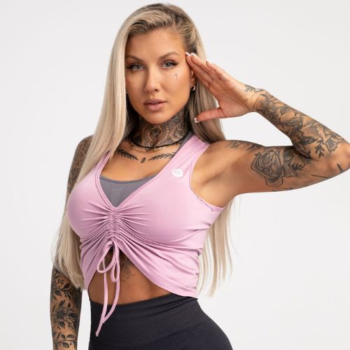 Дамски тренировъчен топ Gym Glamour Drawstring Pink 447