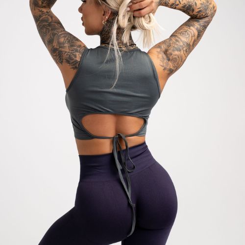 Горна част за тренировка за жени Gym Glamour Tied Silver Grey 444