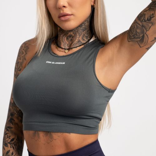 Горна част за тренировка за жени Gym Glamour Tied Silver Grey 444