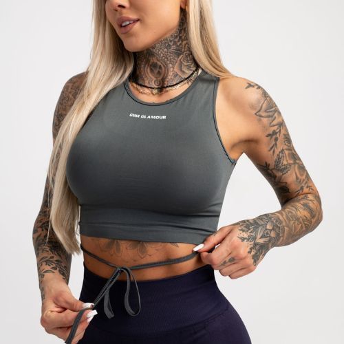 Горна част за тренировка за жени Gym Glamour Tied Silver Grey 444