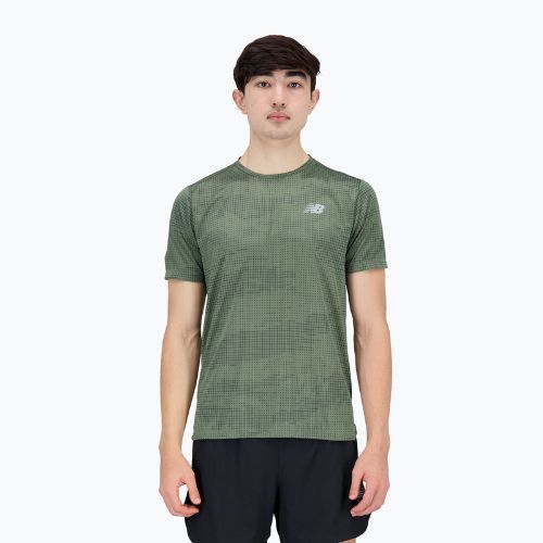Мъжки тениски New Balance Top Printed Impact Run SS Running Shirt Green NBMT21263DON