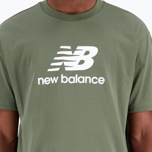 Мъжка тренировъчна тениска New Balance Essentials Stacked Logo Co зелена NBMT31541DON