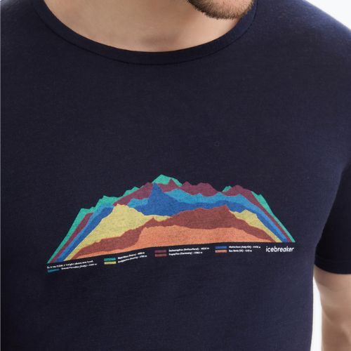Мъжка термална тениска Icebreaker Tech Lite II 7 Mountain Tops тъмно синьо IB0A56VE4011