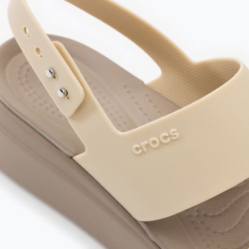 Дамски сандали Crocs Brooklyn Met Low Wedge metal champagne