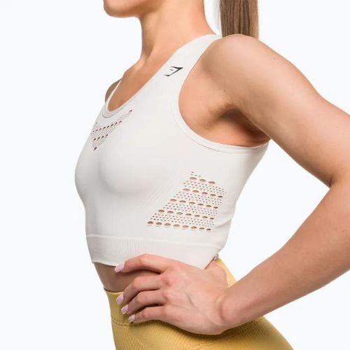 Дамски топ Gymshark Energy Seamless Crop Top cream white