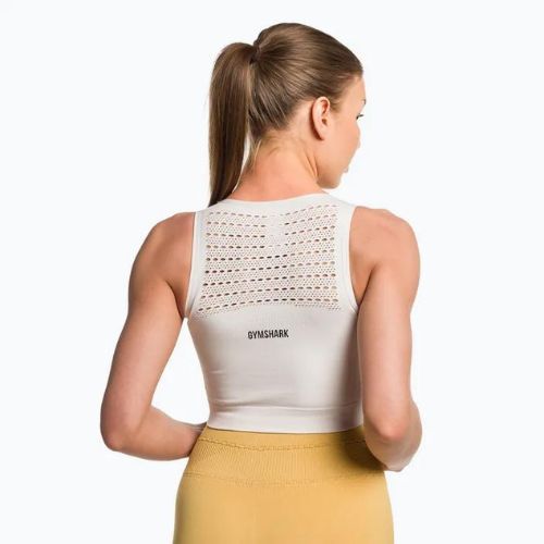 Дамски топ Gymshark Energy Seamless Crop Top cream white