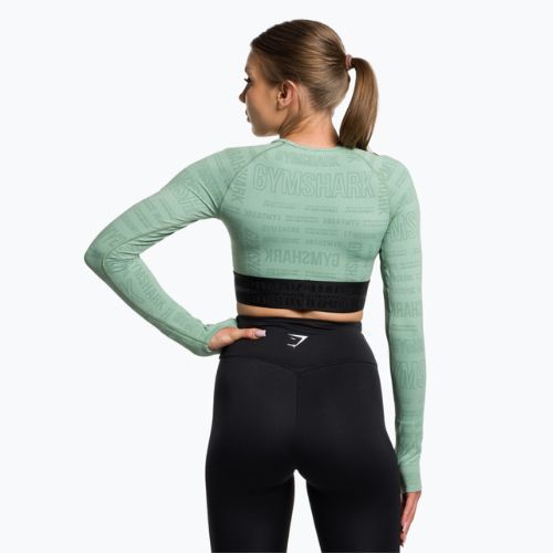 Дамски топ за тренировки с дълъг ръкав Gymshark Vision Crop Top green/black