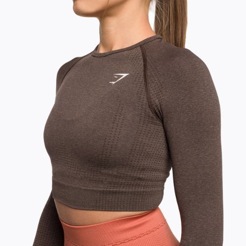 Горнище с дълъг ръкав за тренировка за жени Gymshark Vital Seamless Crop Top penny brown marl