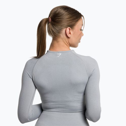 Дамски тренировъчен топ с дълъг ръкав Gymshark Vital Seamless Crop Top light grey