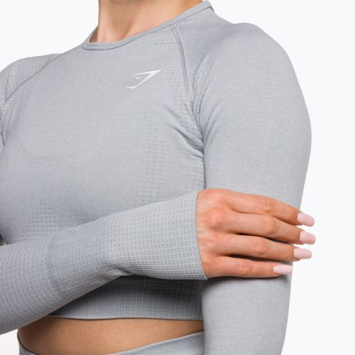 Дамски тренировъчен топ с дълъг ръкав Gymshark Vital Seamless Crop Top light grey