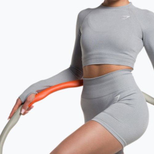 Дамски тренировъчен топ с дълъг ръкав Gymshark Vital Seamless Crop Top light grey