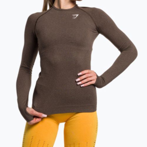 Дамски тренировъчен топ с дълъг ръкав Gymshark Vital Seamless Top brown/white