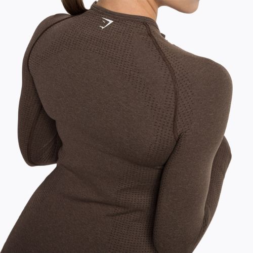 Дамски тренировъчен топ с дълъг ръкав Gymshark Vital Seamless Top brown/white