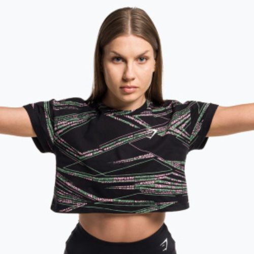 Горнище за тренировка за жени Gymshark Zone Graphic Crop black/lime