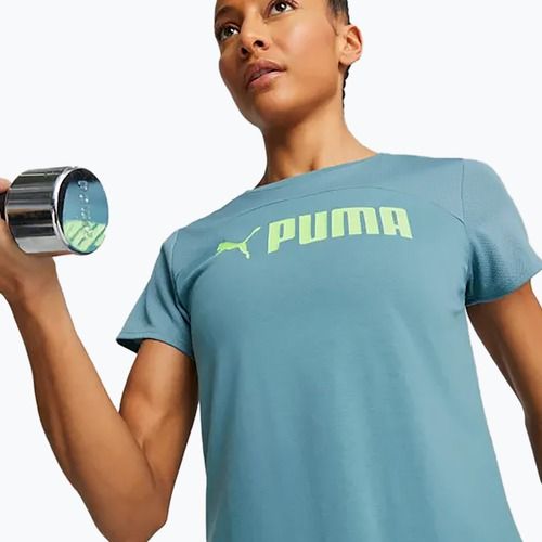 Дамска тренировъчна тениска PUMA Fit Logo Ultrabreathe bold blue/speed green