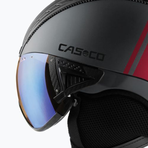 Ски каска CASCO SP-2 Photomatic Visor структурирана арсеново сиво / червено