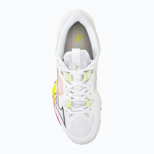 Мъжки обувки за бадминтон Mizuno Wave Claw Neo 2 white / lunar rock / high vis pink