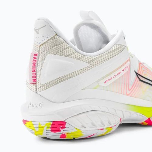 Мъжки обувки за бадминтон Mizuno Wave Claw Neo 2 white / lunar rock / high vis pink