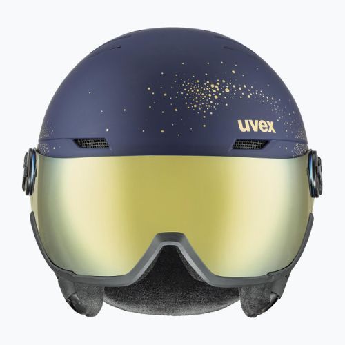 Дамска ски каска UVEX Wanted Visor WE fleece sparkles/gold matt/mirror gold smoke