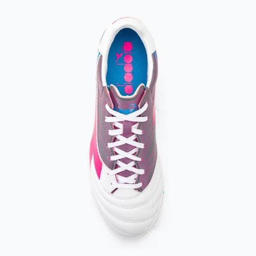 Мъжки футболни обувки Diadora Brasil Elite Veloce GR TFR white/pink fluo/blue fluo