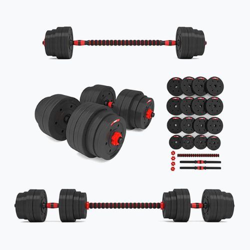HMS SGP40 40kg черен/червен комплект дъмбели с връзка за щанга