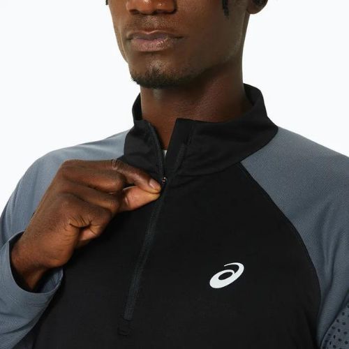 Мъжки ASICS Icon 1/2 Zip performance black/carrier grey за бягане с дълъг ръкав