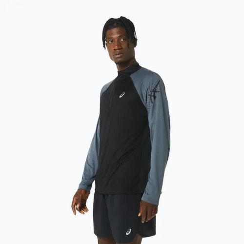 Мъжки ASICS Icon 1/2 Zip performance black/carrier grey за бягане с дълъг ръкав