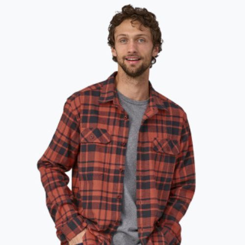 Мъжка риза Patagonia от органичен памук MW Fjord Flannel ice caps/burl red