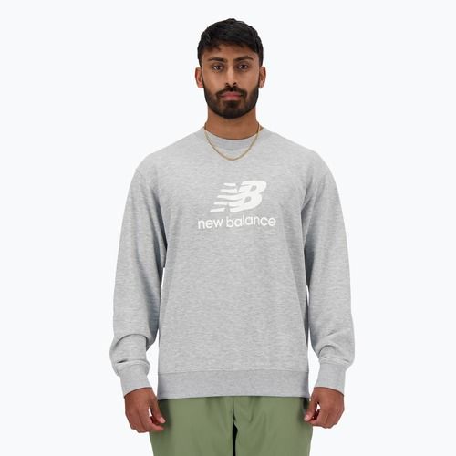 Мъжки New Balance Stacked Logo French Terry Crew атлетичен сив суитшърт