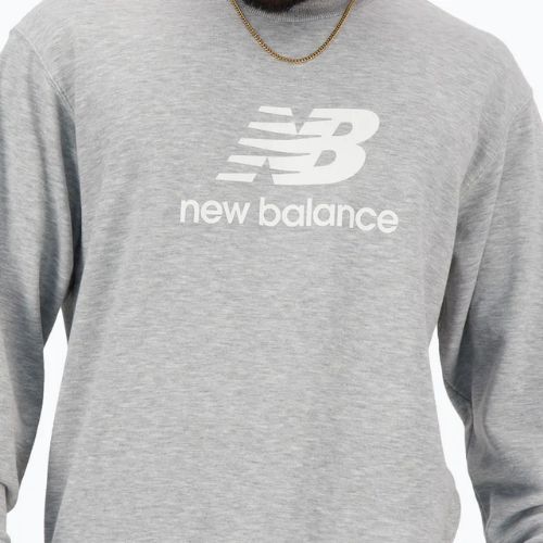 Мъжки New Balance Stacked Logo French Terry Crew атлетичен сив суитшърт