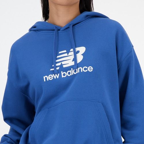 New Balance French Terry Stacked Logo Hoodie за жени blueagat