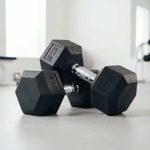 Гумиран дъмбел XTREXO Hex 27,5 кг