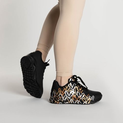 SKECHERS дамски обувки Uno Metallic Love black/metallic
