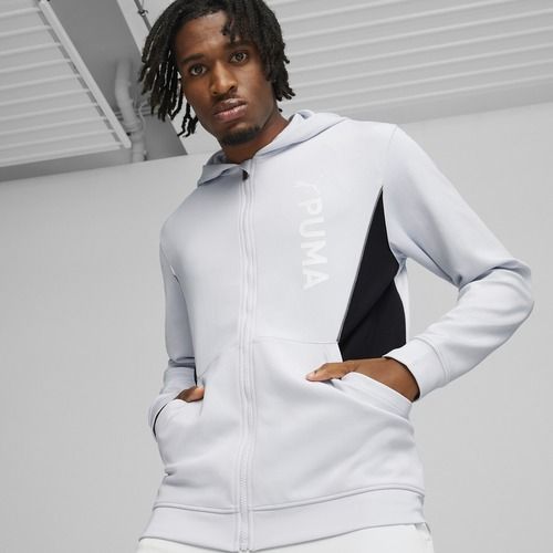 Мъжки суитшърт за тренировка PUMA Fit Double Knit FZ Hoodie silver mist