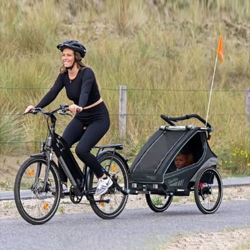 Qeridoo Kidgoo 2 ремарке за велосипед тъмно морско/синьо