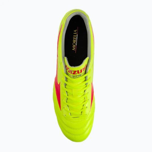 Мъжки футболни обувки Mizuno Morelia II Pro MD safety yellow/fiery coral 2/galaxy silver