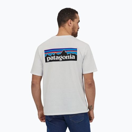 Мъжка тениска за трекинг Patagonia P-6 Logo Responsibili-Tee white