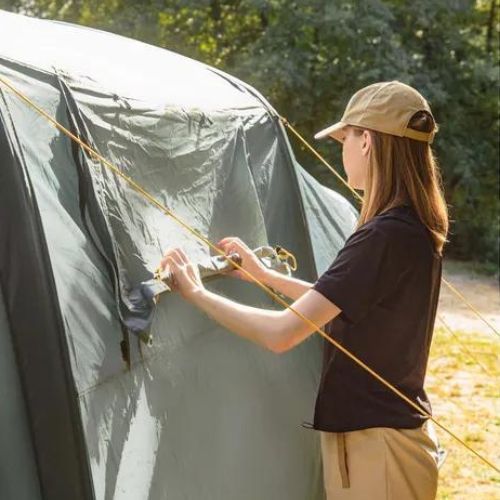 Надуваема палатка за къмпинг за 8 души KADVA AIRcamp 8.44 зелена