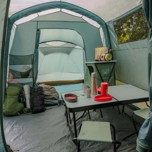 Надуваема палатка за къмпинг за 8 души KADVA AIRcamp 8.44 зелена