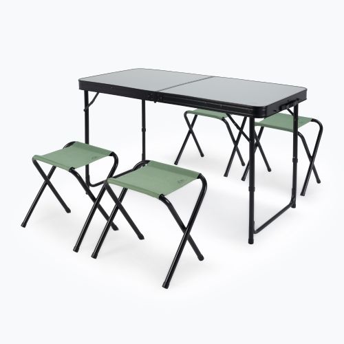 Сгъваема туристическа маса + столове KADVA CAMPtable комплект за 4-6 души сив