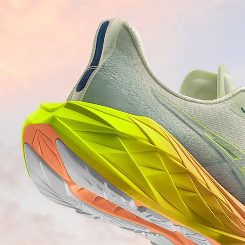 Дамски обувки за бягане ASICS Novablast 4 Paris cool matcha/safety yellow