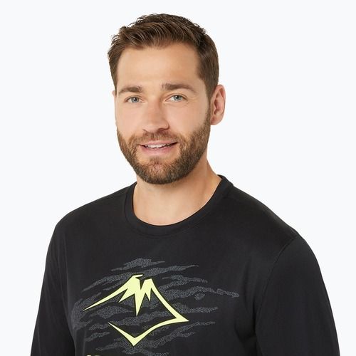 Мъжка блуза с дълъг ръкав за бягане ASICS Fujitrail Logo black/graphic grey/safety yellow