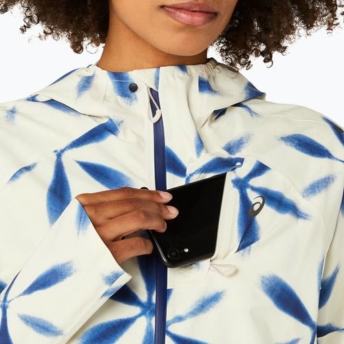 Дамско яке за бягане ASICS Metarun Shibori Waterproof birch / blue expanse